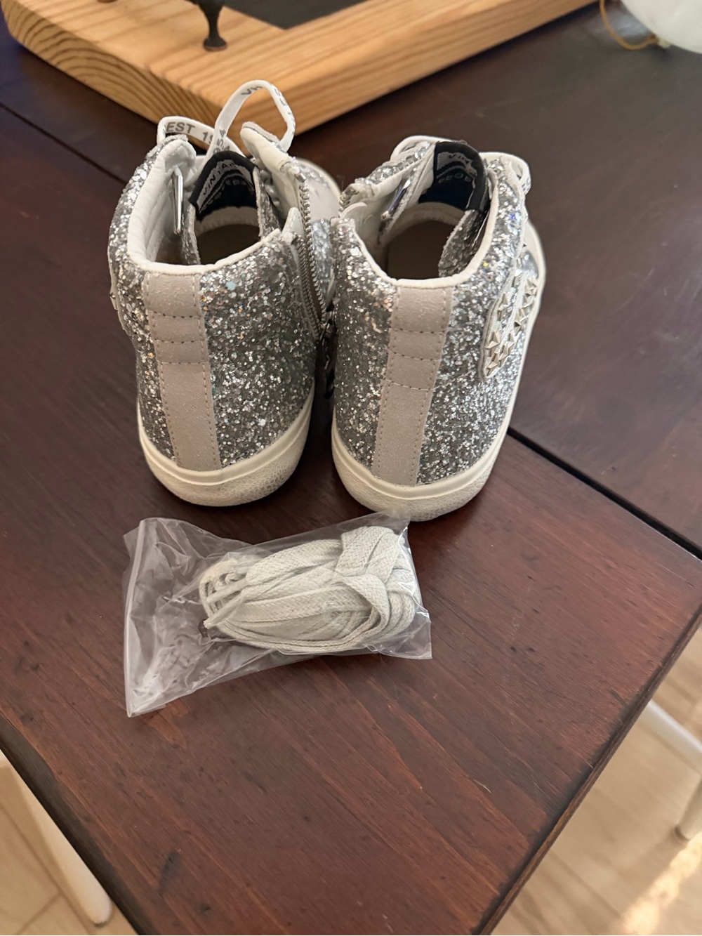 Girls Vintage Havana Silver Glitter High-Top Sneakers - Picture 3 of 4